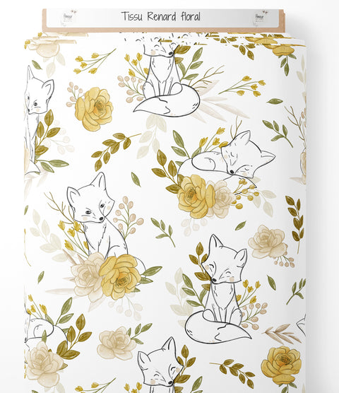 Tissu coton - Renard floral