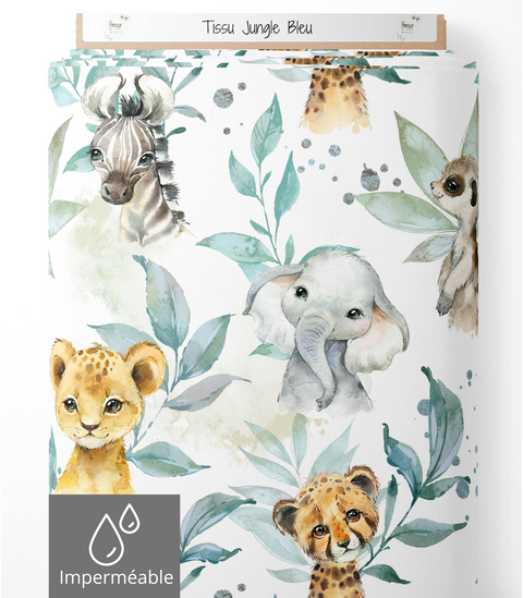 Tissu imperméable - Jungle bleu