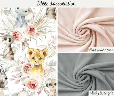 Tissu coton - Animaux jungle bohème