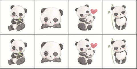 Baumwollpaneele 12/12cm (8er-Set) - Pandas