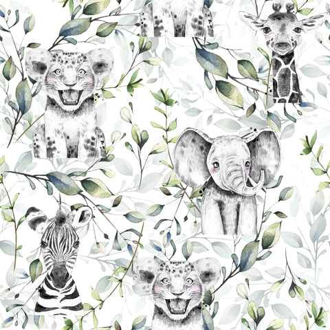Tissu coton - Savane feuilles