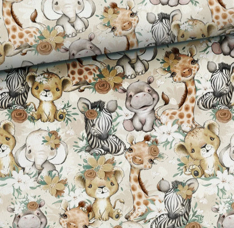 Tissu coton premium - Savane fleurs