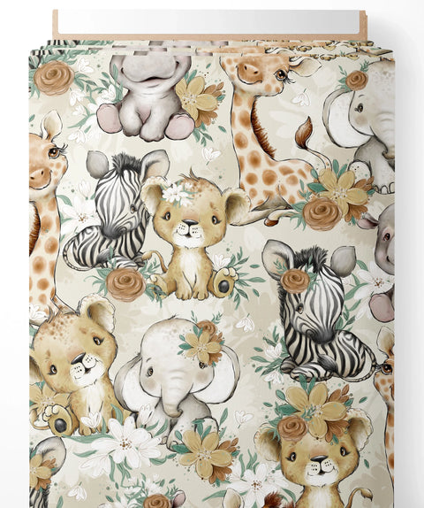 Tissu coton premium - Savane fleurs