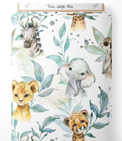 Tissu coton - Jungle bleu