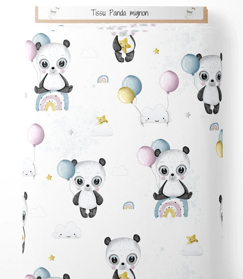 Tissu coton - Panda mignon