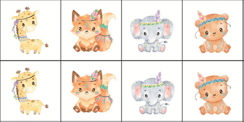 Baumwollpaneele 12/12 cm (8er-Set) - Boho