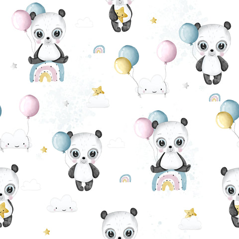 Tissu coton - Panda mignon