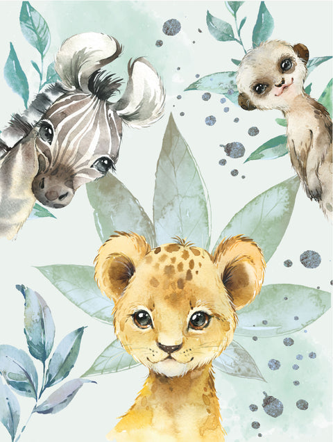 Panneau de tissu coton 75/95cm - Jungle bleu