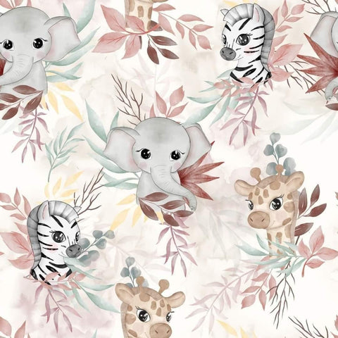 Tissu coton - Safari mignon rose