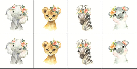 Panneaux coton 12/12cm (lot de 8) - Savane fleurs