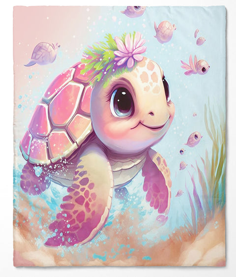 Panneau de tissu coton 75/100cm - Tortue rose