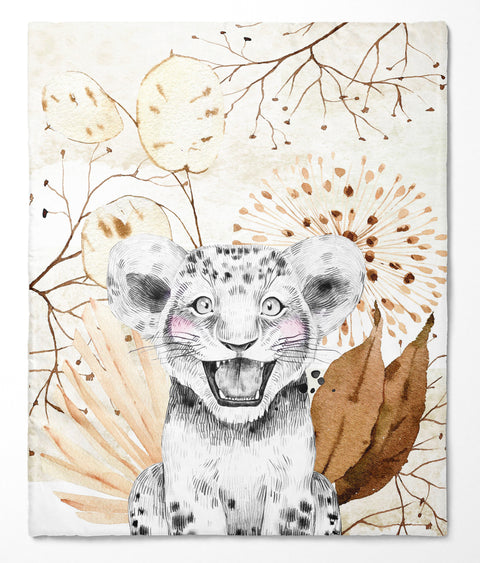 Panel de tela de algodón 75/95cm - Cachorro de león beige