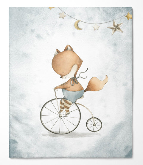 Panel de tela de algodón 75/100cm - Bicycle fox