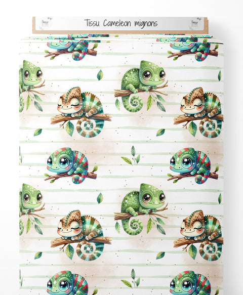 Tissu coton - Caméléons mignons