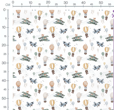 Tissu coton - Animaux montgolfières (Petits motifs)