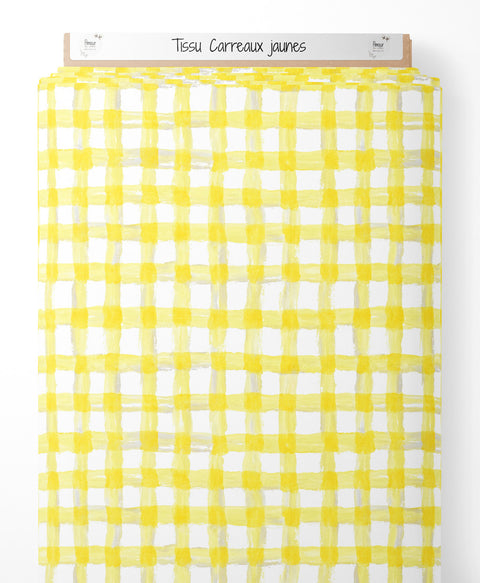 Tissu coton - Carreaux jaunes