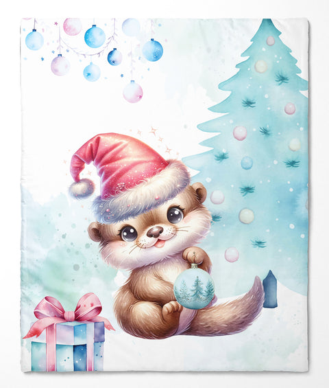 Panneau de tissu coton 75/95cm - Loutre de Noël