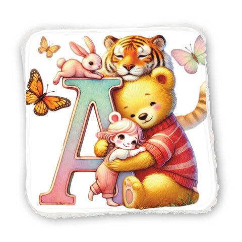 Panneaux coton 12/12cm (par unité) - Alphabet Ours