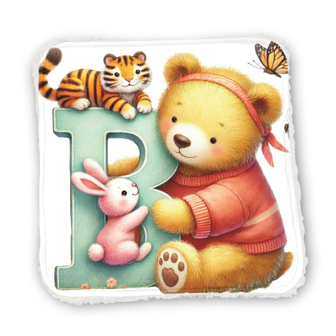 Panneaux coton 12/12cm (par unité) - Alphabet Ours