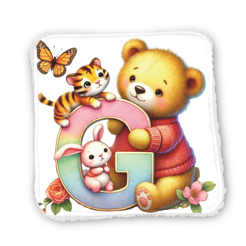 Panneaux coton 12/12cm (par unité) - Alphabet Ours