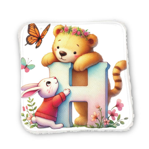 Panneaux coton 12/12cm (par unité) - Alphabet Ours