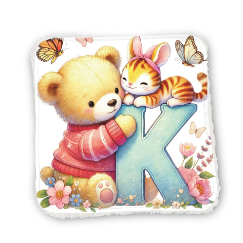 Panneaux coton 12/12cm (par unité) - Alphabet Ours