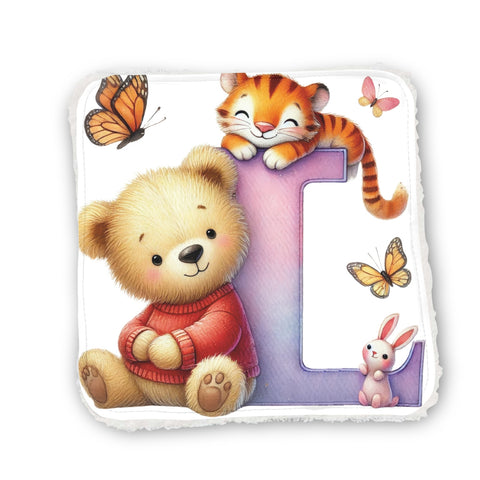 Panneaux coton 12/12cm (par unité) - Alphabet Ours