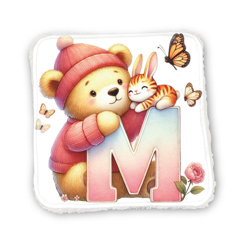 Panneaux coton 12/12cm (par unité) - Alphabet Ours