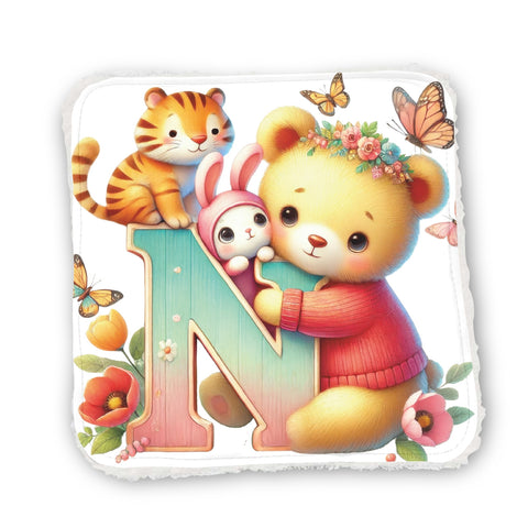 Panneaux coton 12/12cm (par unité) - Alphabet Ours