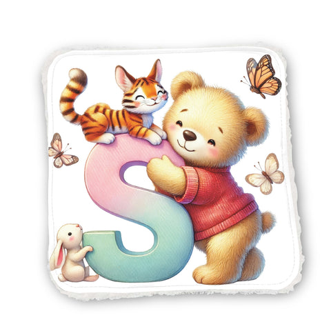 Panneaux coton 12/12cm (par unité) - Alphabet Ours