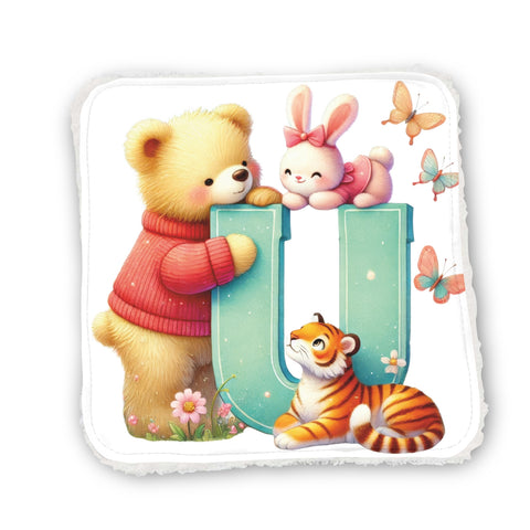 Panneaux coton 12/12cm (par unité) - Alphabet Ours