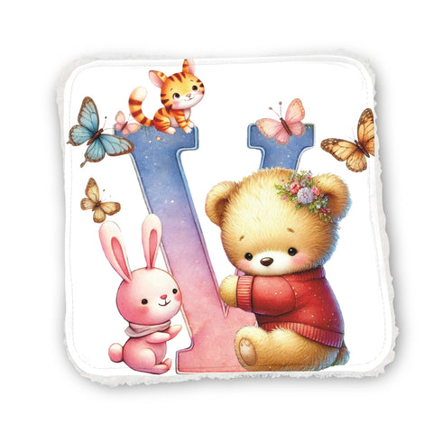 Panneaux coton 12/12cm (par unité) - Alphabet Ours