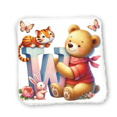Panneaux coton 12/12cm (par unité) - Alphabet Ours
