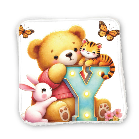 Panneaux coton 12/12cm (par unité) - Alphabet Ours