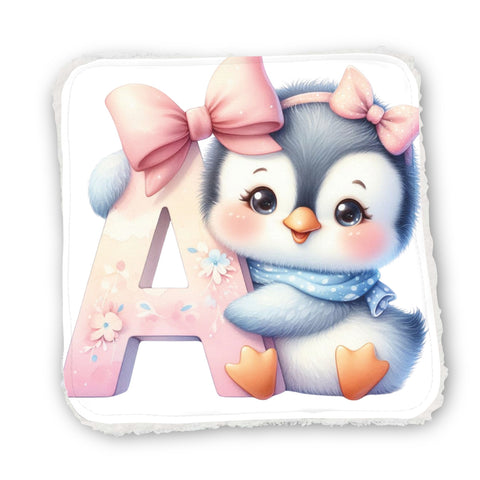 Panneaux coton 12/12cm (par unité) - Alphabet Pingouins