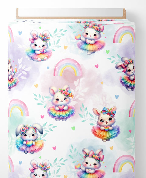 Tissu coton - Lapin multicolore