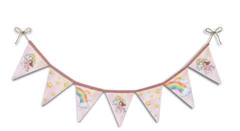 Panneau de tissu coton - Guirlande Licorne