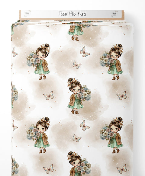 Tissu coton - Fille floral