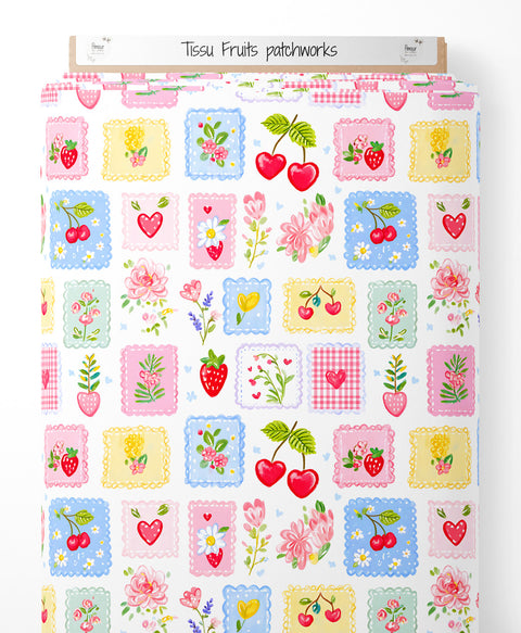 Tissu coton - Fruits patchworks