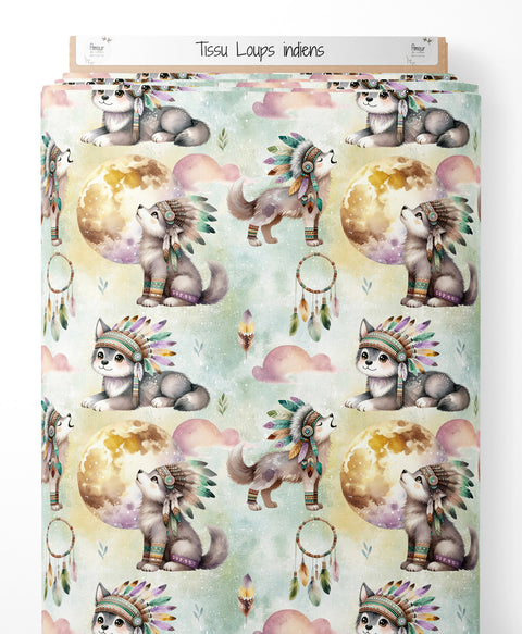 Tissu coton - Loups indiens