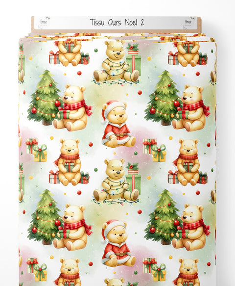 Tissu coton - Ours Noël 2