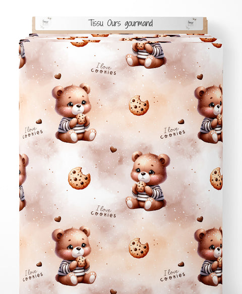 Tissu coton - Ours gourmand