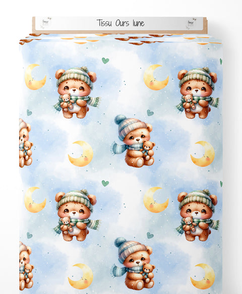 Tissu coton - Ours lune