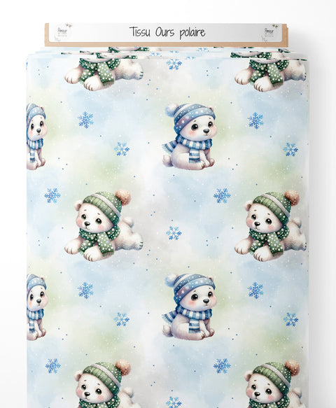 Tissu coton - Ours polaire