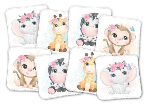 Paneles de algodón 12/12cm (juego de 8) - Fairy Safari