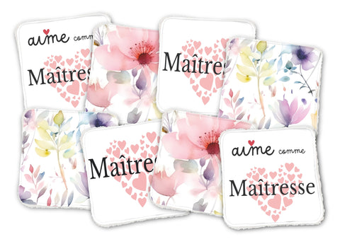 Panneaux coton 12/12cm (lot de 8) - Merci maîtresse 2