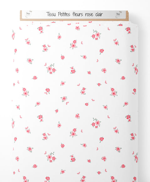 Tissu coton - Petites fleurs rose clair