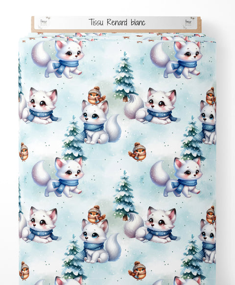 Tissu coton - Renard blanc