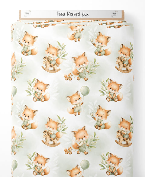 Tissu coton - Renard jeux