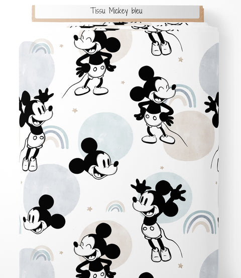 Tissu coton premium - Mickey bleu